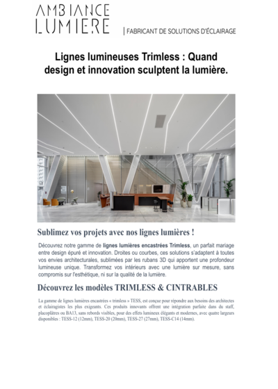Lignes lumières encastrées Trimless
