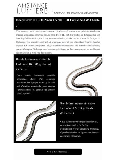 LED Néon LV/HC 3D Grille Nid d&rsquo;Abeille
