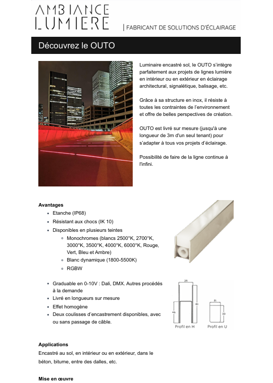 Luminaire encastré sol OUTO