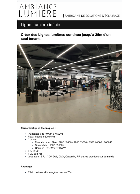 Ligne lumière infinie